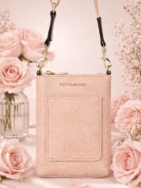 Blush Pink Embossed Crossbody Bag